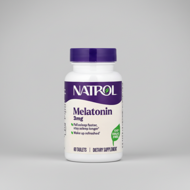 NATROL Melatonin 3mg sleep supplement bottle with label front view display