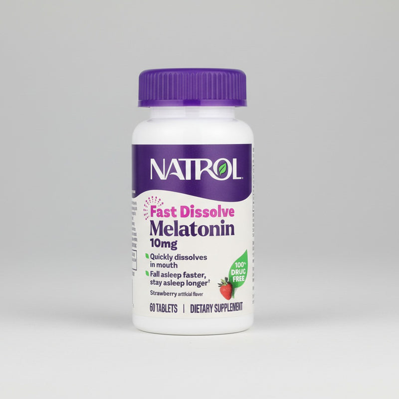 Natrol Fast Dissolve Melatonin 10mg dietary supplement bottle on a white background