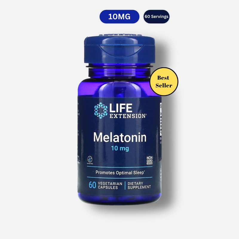 The front image of life extension melatonin 10mg