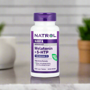 Natrol Melatonin +5HTP is placing on kitchen table