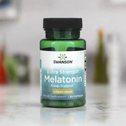 Swanson Melatonin 5mg is placing on top of kitchen table