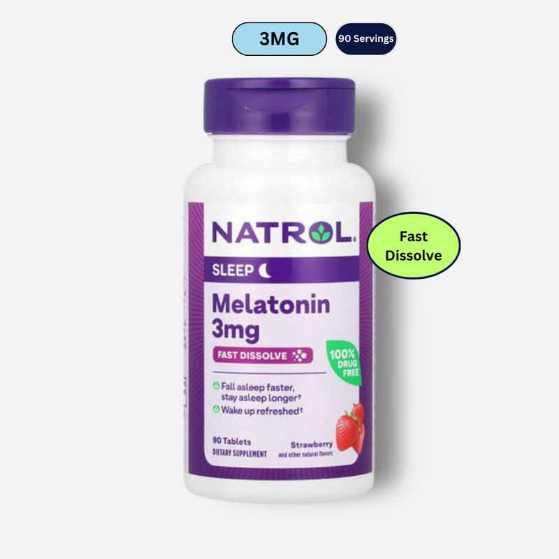 the front image of natrol melatonin fast dissolve 3mg 90tablets